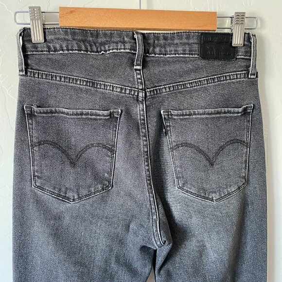 Levi’s 721 High Rise Skinny Distressed Split Knee Black Washed Jeans Size 27 - Picture 6 of 11